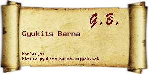 Gyukits Barna névjegykártya